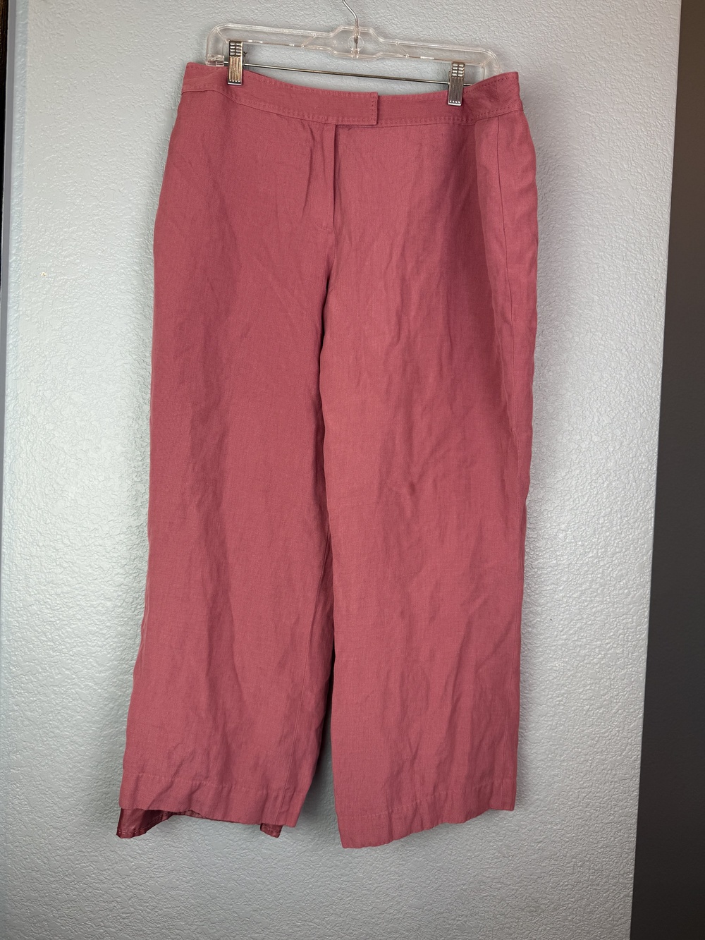Pendleton Pants Womens 16 Petite Pink Silk Linen Blend Wide Leg Dress Trousers